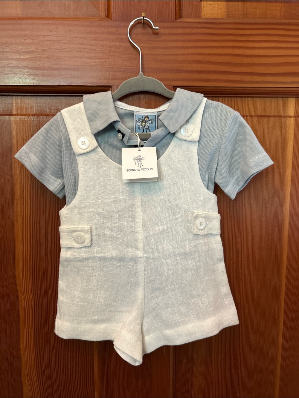 Light Blue Linen Kids Matching Set